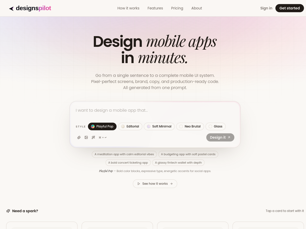 DesignsPilot — AI mobile app design